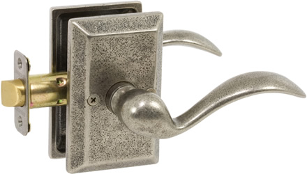 Torino Sandcast Lever Aged Pewter Square Backplate